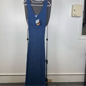 Shade & Shore Women’s Blue Sleeveless Knit Maxi Coverup Dress Size M